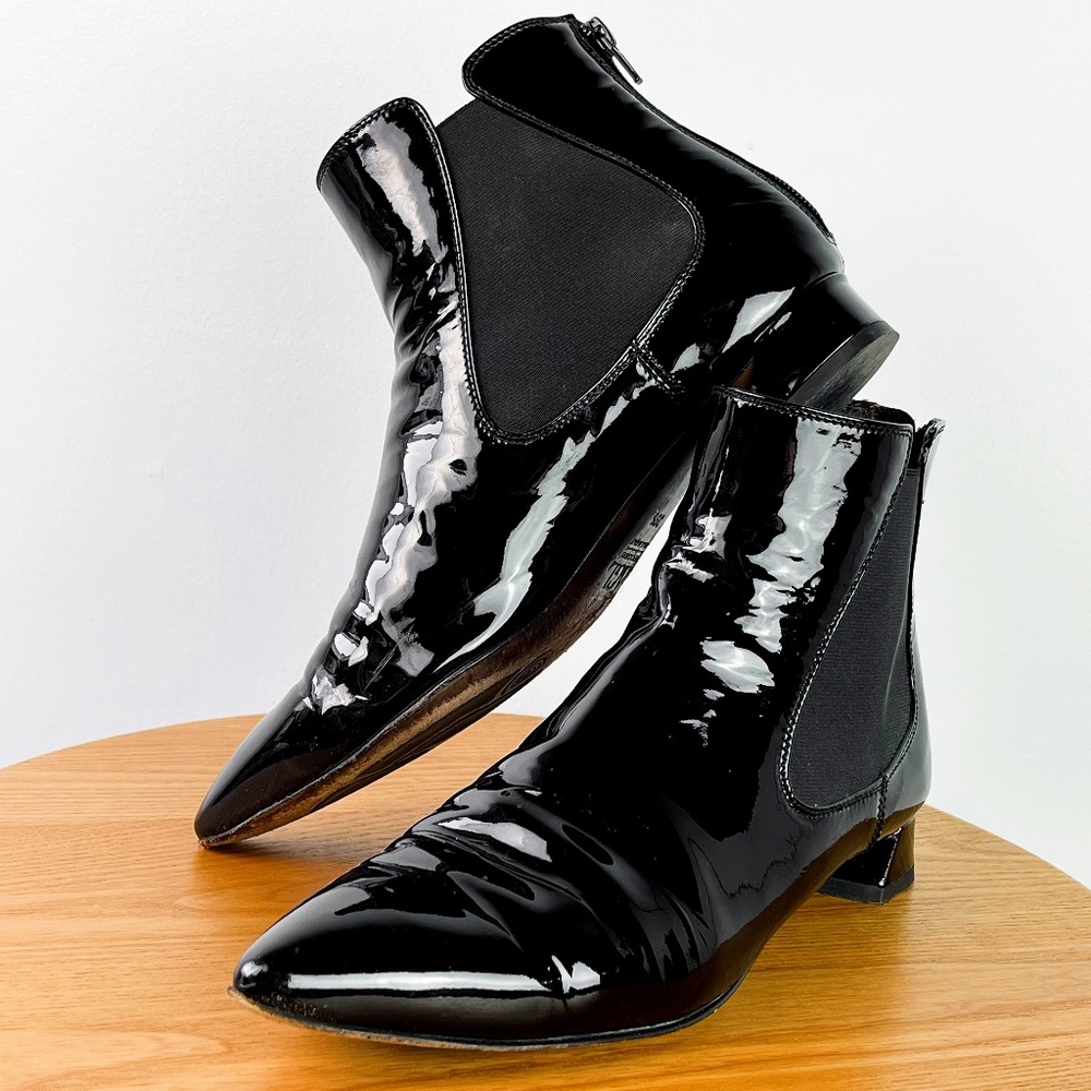 AGL Pointed Toe Ankle Bootie Black patent leather Size EU 39.5  / US 8